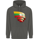 Curled Myanmar Flag Burmese Day Football Childrens Kids Hoodie Storm Grey