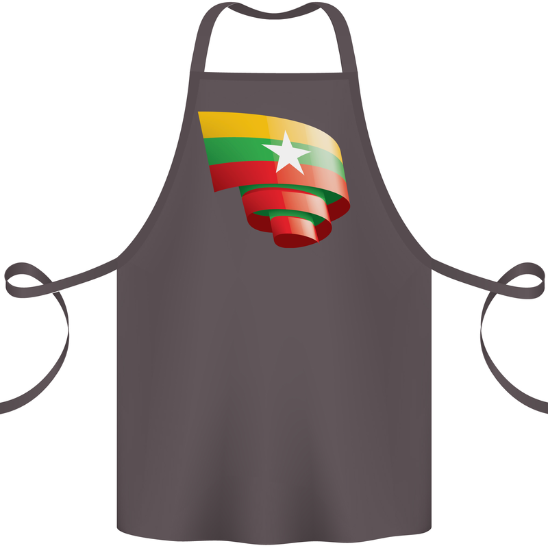 Curled Myanmar Flag Burmese Day Football Cotton Apron 100% Organic Dark Grey