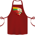 Curled Myanmar Flag Burmese Day Football Cotton Apron 100% Organic Maroon