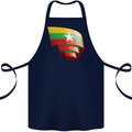 Curled Myanmar Flag Burmese Day Football Cotton Apron 100% Organic Navy Blue