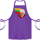 Curled Myanmar Flag Burmese Day Football Cotton Apron 100% Organic Purple