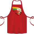 Curled Myanmar Flag Burmese Day Football Cotton Apron 100% Organic Red