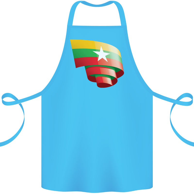 Curled Myanmar Flag Burmese Day Football Cotton Apron 100% Organic Turquoise