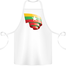 Curled Myanmar Flag Burmese Day Football Cotton Apron 100% Organic White