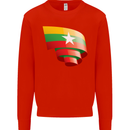 Curled Myanmar Flag Burmese Day Football Kids Sweatshirt Jumper Bright Red