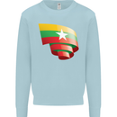 Curled Myanmar Flag Burmese Day Football Kids Sweatshirt Jumper Light Blue