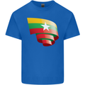 Curled Myanmar Flag Burmese Day Football Kids T-Shirt Childrens Royal Blue