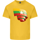 Curled Myanmar Flag Burmese Day Football Kids T-Shirt Childrens Yellow