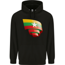 Curled Myanmar Flag Burmese Day Football Mens 80% Cotton Hoodie Black