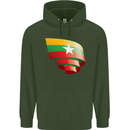 Curled Myanmar Flag Burmese Day Football Mens 80% Cotton Hoodie Forest Green