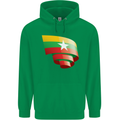 Curled Myanmar Flag Burmese Day Football Mens 80% Cotton Hoodie Irish Green