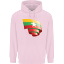 Curled Myanmar Flag Burmese Day Football Mens 80% Cotton Hoodie Light Pink