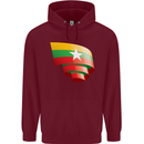 Curled Myanmar Flag Burmese Day Football Mens 80% Cotton Hoodie Maroon