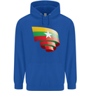Curled Myanmar Flag Burmese Day Football Mens 80% Cotton Hoodie Royal Blue