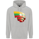 Curled Myanmar Flag Burmese Day Football Mens 80% Cotton Hoodie Sports Grey