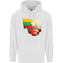 Curled Myanmar Flag Burmese Day Football Mens 80% Cotton Hoodie White
