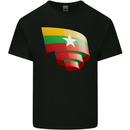 Curled Myanmar Flag Burmese Day Football Mens Cotton T-Shirt Tee Top Black