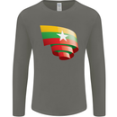 Curled Myanmar Flag Burmese Day Football Mens Long Sleeve T-Shirt Charcoal