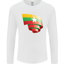 Curled Myanmar Flag Burmese Day Football Mens Long Sleeve T-Shirt White