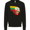 Curled Myanmar Flag Burmese Day Football Mens Sweatshirt Jumper Black