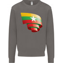 Curled Myanmar Flag Burmese Day Football Mens Sweatshirt Jumper Charcoal