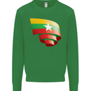 Curled Myanmar Flag Burmese Day Football Mens Sweatshirt Jumper Irish Green