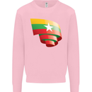Curled Myanmar Flag Burmese Day Football Mens Sweatshirt Jumper Light Pink