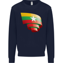 Curled Myanmar Flag Burmese Day Football Mens Sweatshirt Jumper Navy Blue