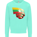 Curled Myanmar Flag Burmese Day Football Mens Sweatshirt Jumper Peppermint