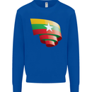 Curled Myanmar Flag Burmese Day Football Mens Sweatshirt Jumper Royal Blue