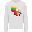 Curled Myanmar Flag Burmese Day Football Mens Sweatshirt Jumper White