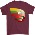 Curled Myanmar Flag Burmese Day Football Mens T-Shirt 100% Cotton Maroon