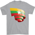 Curled Myanmar Flag Burmese Day Football Mens T-Shirt 100% Cotton Sports Grey