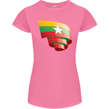 Curled Myanmar Flag Burmese Day Football Womens Petite Cut T-Shirt Azalea