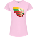Curled Myanmar Flag Burmese Day Football Womens Petite Cut T-Shirt Light Pink