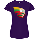 Curled Myanmar Flag Burmese Day Football Womens Petite Cut T-Shirt Purple