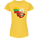 Curled Myanmar Flag Burmese Day Football Womens Petite Cut T-Shirt Yellow