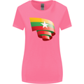 Curled Myanmar Flag Burmese Day Football Womens Wider Cut T-Shirt Azalea