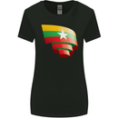 Curled Myanmar Flag Burmese Day Football Womens Wider Cut T-Shirt Black