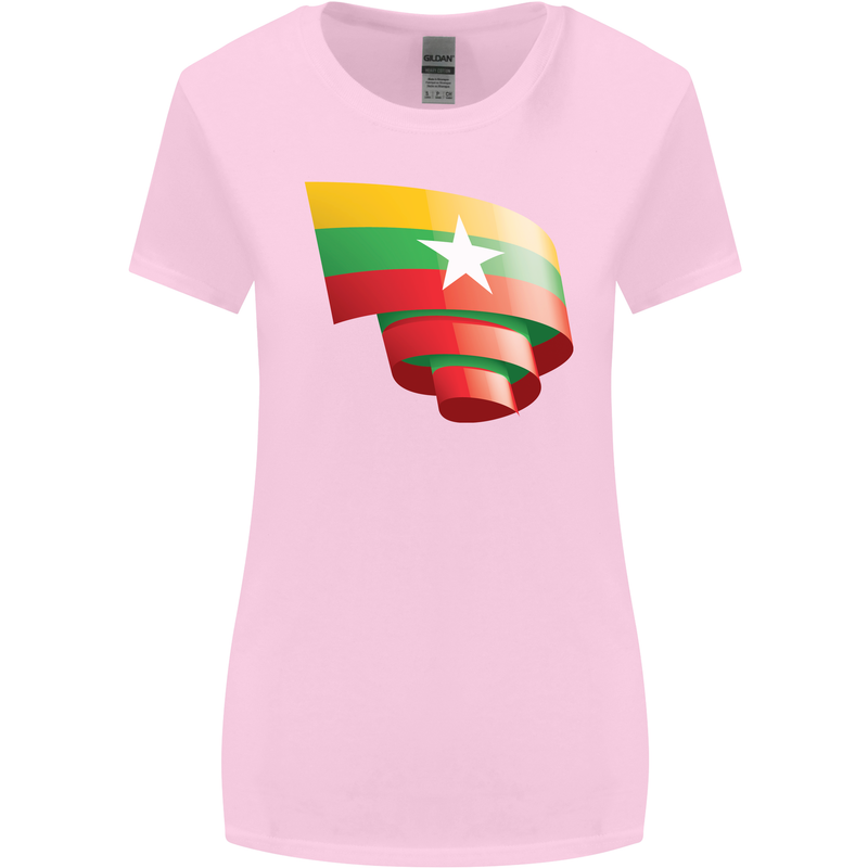 Curled Myanmar Flag Burmese Day Football Womens Wider Cut T-Shirt Light Pink