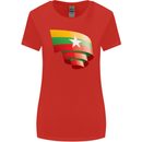 Curled Myanmar Flag Burmese Day Football Womens Wider Cut T-Shirt Red