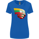 Curled Myanmar Flag Burmese Day Football Womens Wider Cut T-Shirt Royal Blue