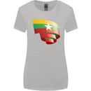 Curled Myanmar Flag Burmese Day Football Womens Wider Cut T-Shirt Sports Grey