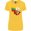 Curled Myanmar Flag Burmese Day Football Womens Wider Cut T-Shirt Yellow