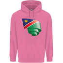 Curled Namibia Flag Namibian Day Football Childrens Kids Hoodie Azalea