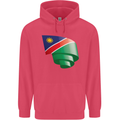 Curled Namibia Flag Namibian Day Football Childrens Kids Hoodie Heliconia