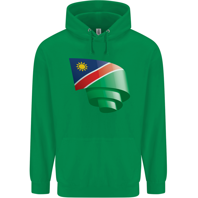 Curled Namibia Flag Namibian Day Football Childrens Kids Hoodie Irish Green