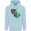 Curled Namibia Flag Namibian Day Football Childrens Kids Hoodie Light Blue