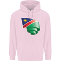 Curled Namibia Flag Namibian Day Football Childrens Kids Hoodie Light Pink