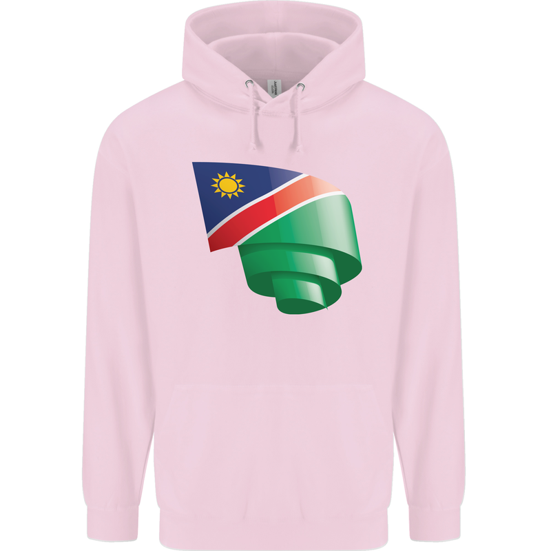 Curled Namibia Flag Namibian Day Football Childrens Kids Hoodie Light Pink